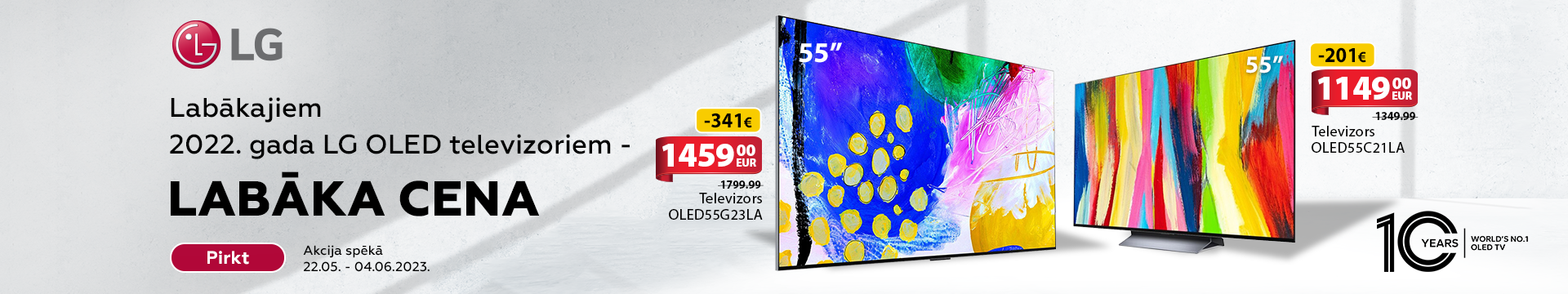 LG OLED televizoriem labākās cenas