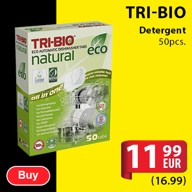 Detergent TRI BIO Natural Eco Automatic Dishwasher Tabs 50pcs
