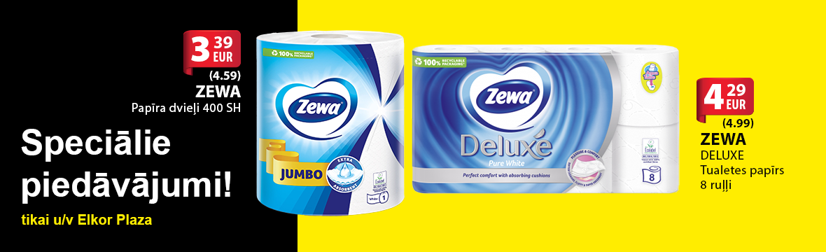 Nakts Izpārdošana- piedāvājums ZEWA papīra dvieļiem un tualetes papīram